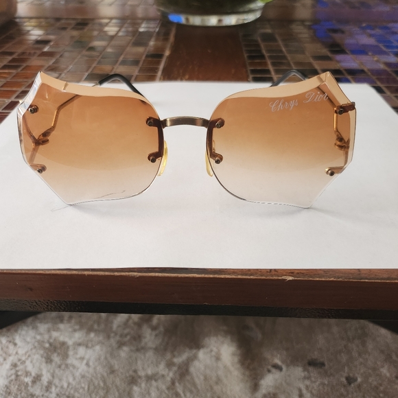 Vintage 70's CHRISTIAN DIOR Paris Ombre Gradient Lens Sunglasses Rimless - Picture 1 of 6